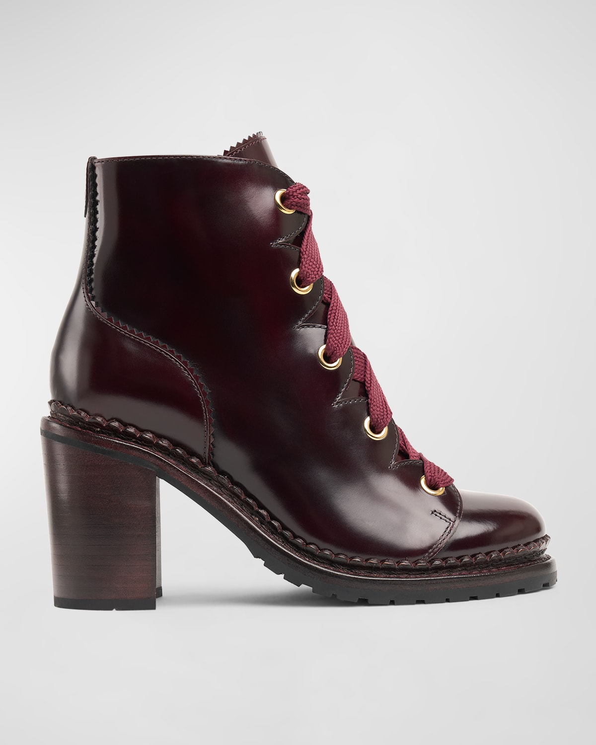 THE OFFICE OF ANGELA SCOTT MRS. KEIRA LEATHER LACE-UP BOOTIES 