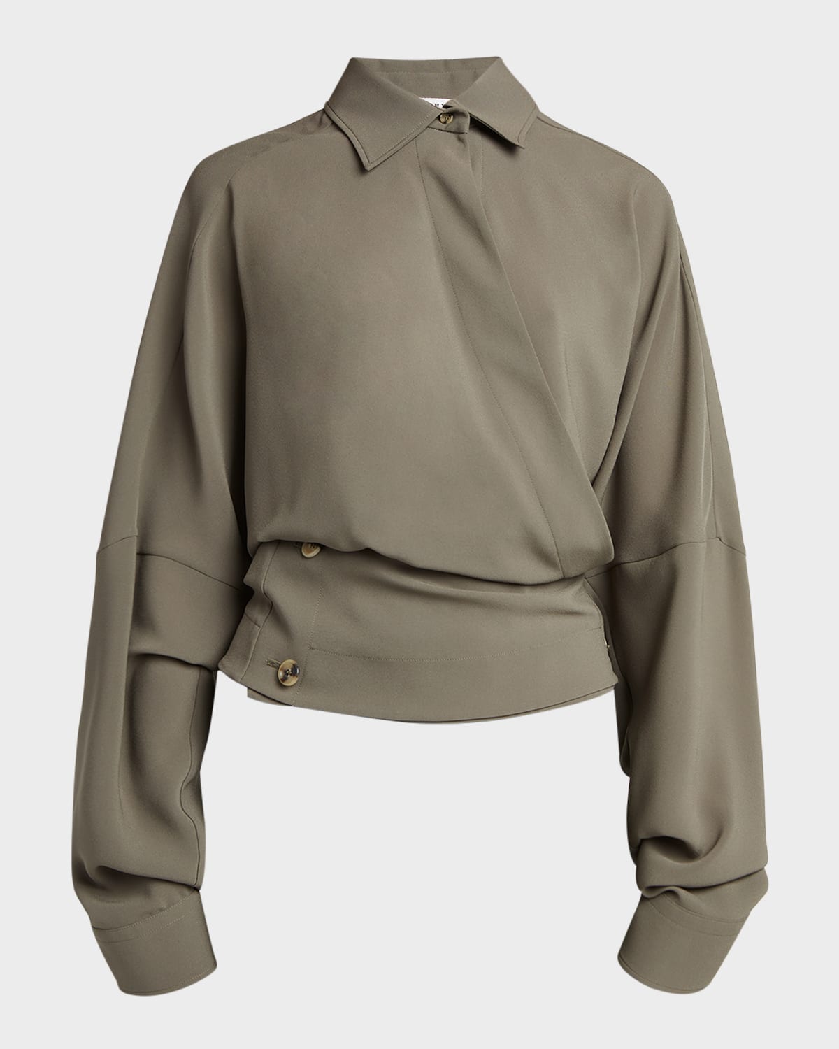 PHILOSOPHY DI LORENZO SERAFINI DRAPED CREPE BLOUSE 