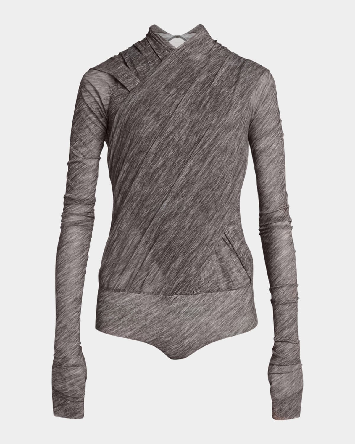 PHILOSOPHY DI LORENZO SERAFINI PRINTED STRETCH TULLE BODYSUIT 
