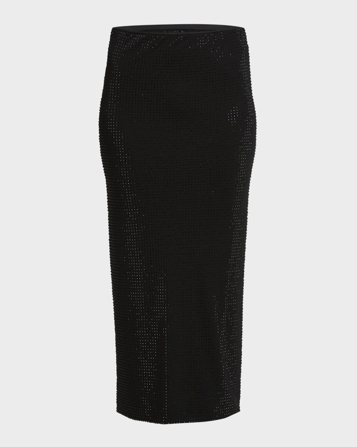 Shop Philosophy Di Lorenzo Serafini Crystal Strass Midi Skirt In Black
