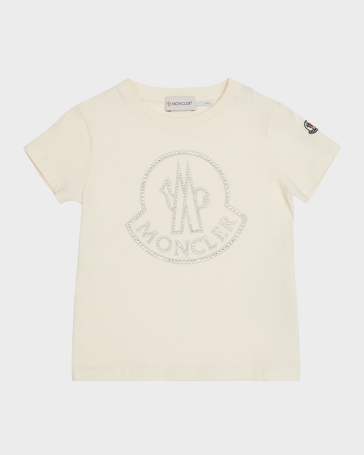 Moncler Girl's Embellished Bell Logo T-shirt In Cream