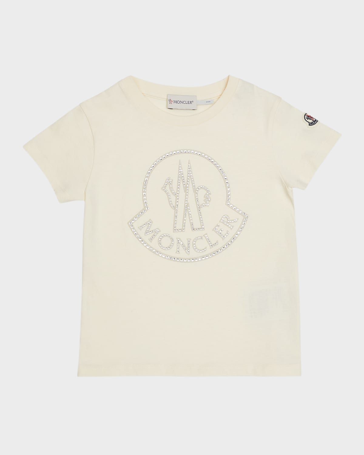 Moncler Girl's Embellished Bell Logo T-shirt In Cream