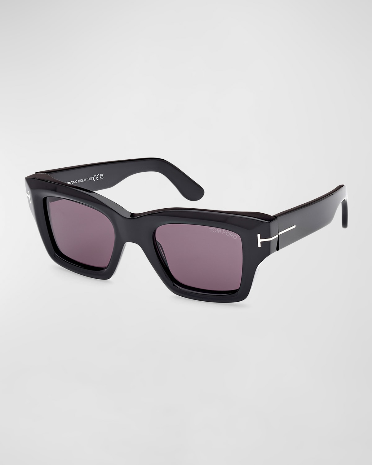 Tom Ford Men's Ilias Acetate Square Sunglasses In Shiny Black