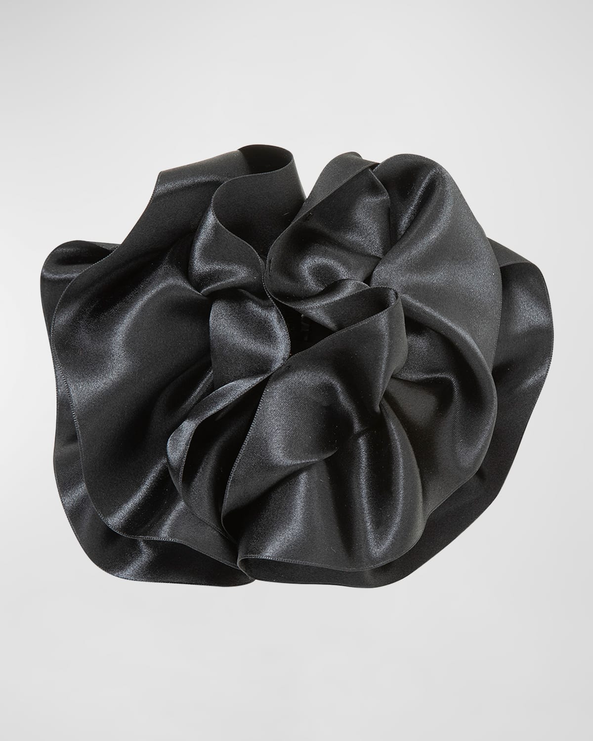 Jennifer Behr Ruffled Silk-satin Claw Clip In Black