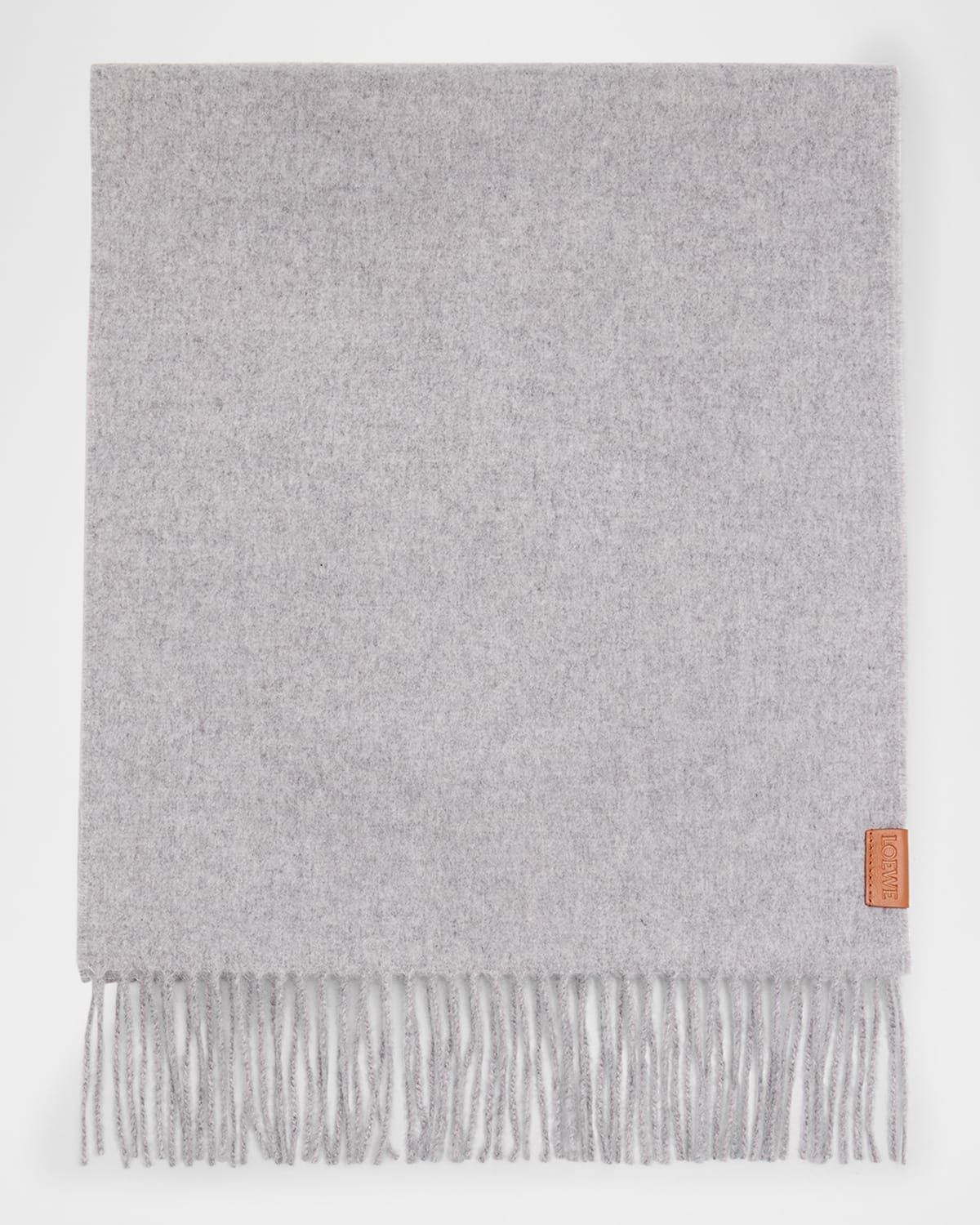 Shop Loewe Fringed Cashmere Scarf In Light Grey