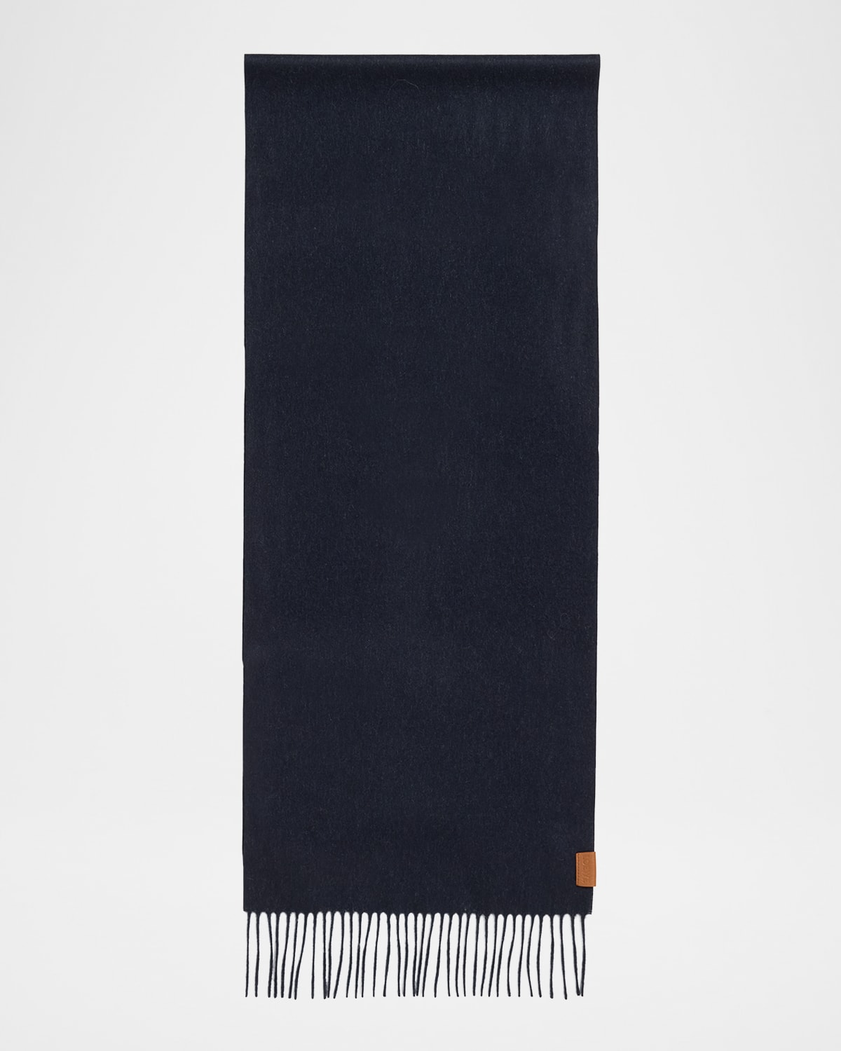 Shop Loewe Fringed Cashmere Scarf In Navy Blue