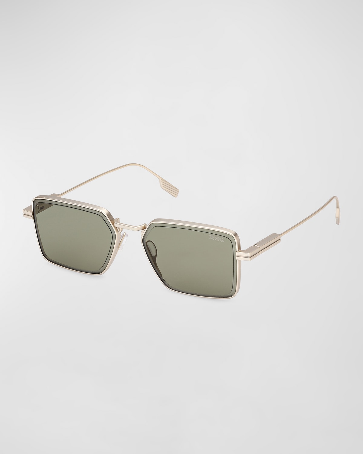 Zegna 56mm Rectangular Polarized Sunglasses In Green