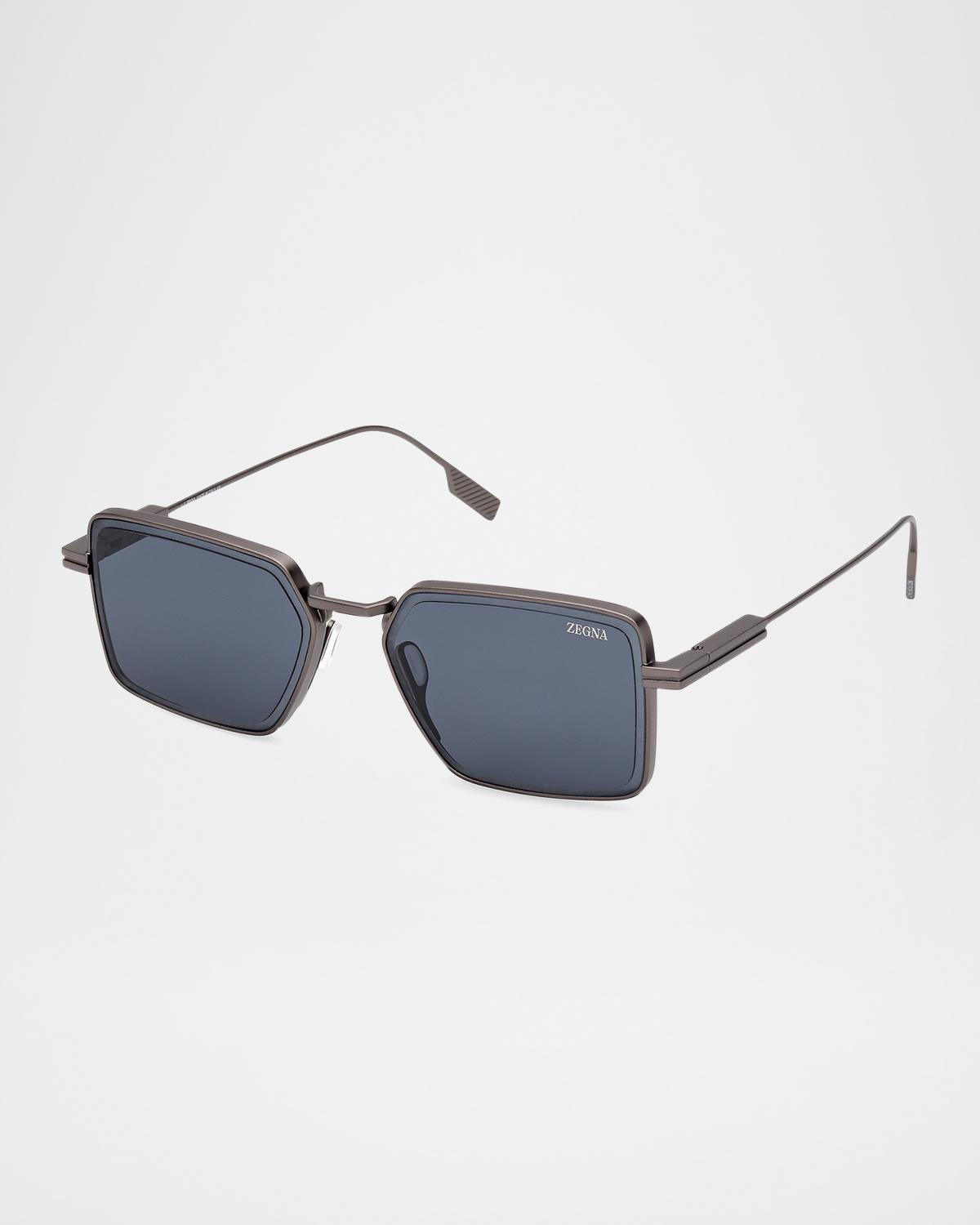 ZEGNA Men's EZ0243M Metal Rectangle Sunglasses