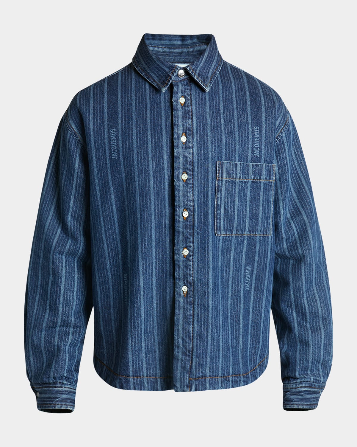 Jacquemus La Chemise Boulanger Blue Stripe Cotton Shirt In Print Blue Stripe
