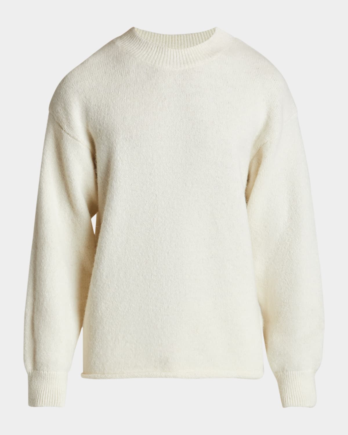 Jacquemus Men's Brushed Logo Sweater In Light Beige