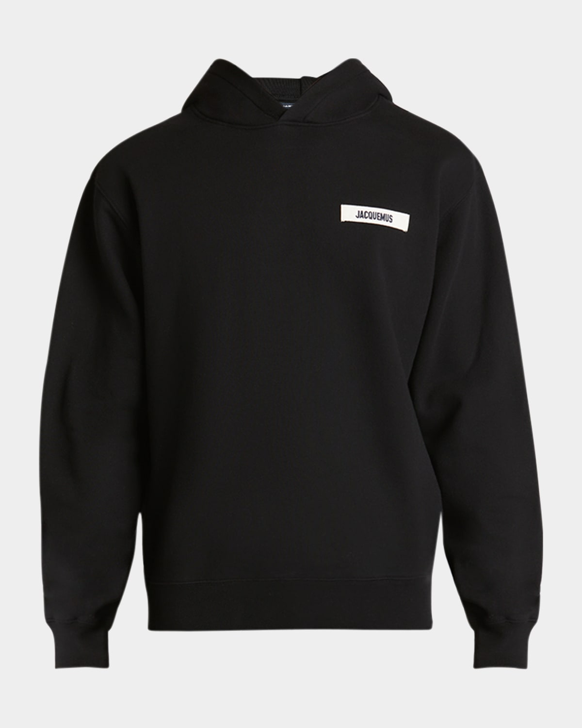 Shop Jacquemus Men's Grosgrain Logo Hoodie In Black