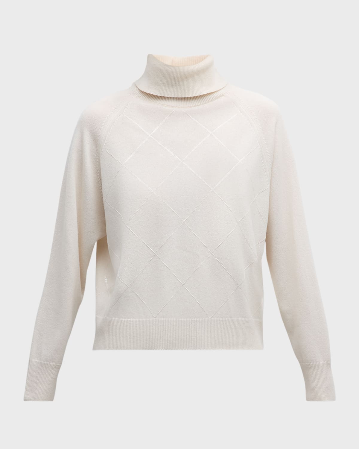 Shop Peserico Diamond-embroidered Turtleneck Sweater In Hornbeam
