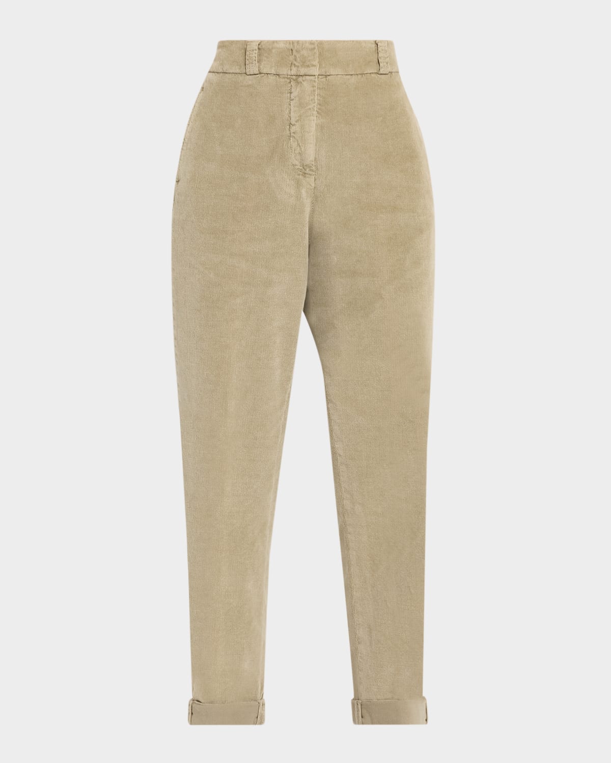 Peserico Cropped Corduroy Pants In Green
