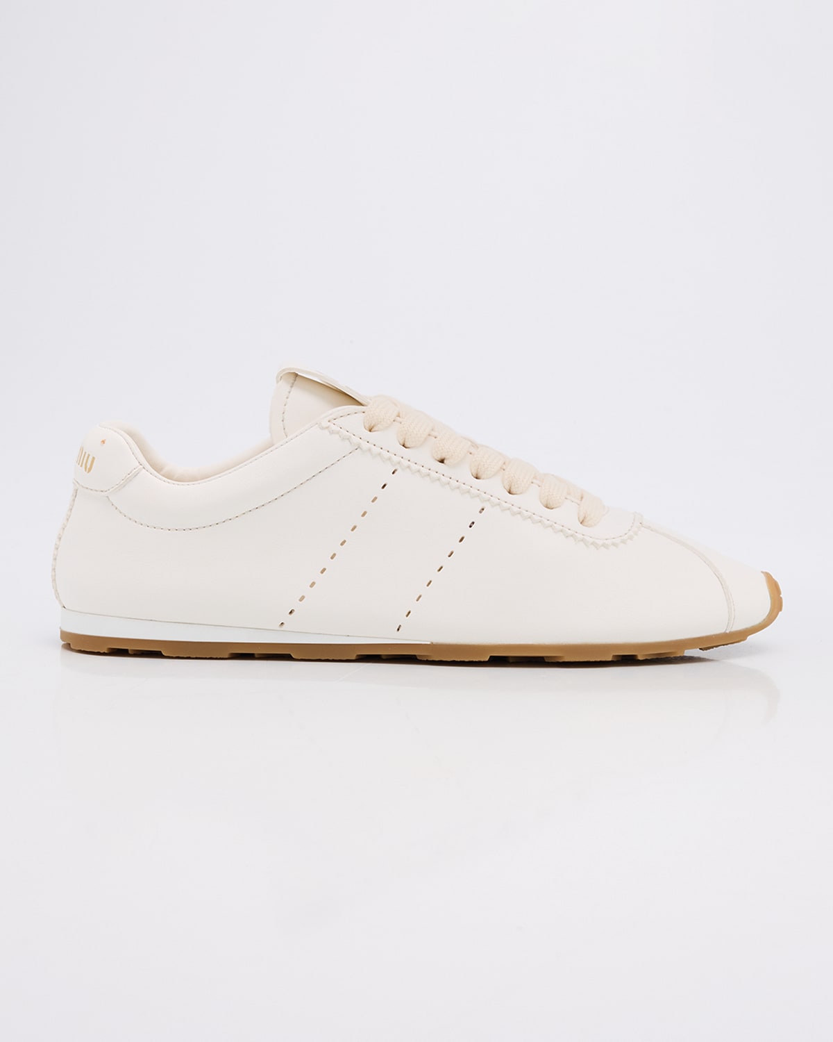 Miu Miu Leather Plume Low-top Sneakers Rubber Sole