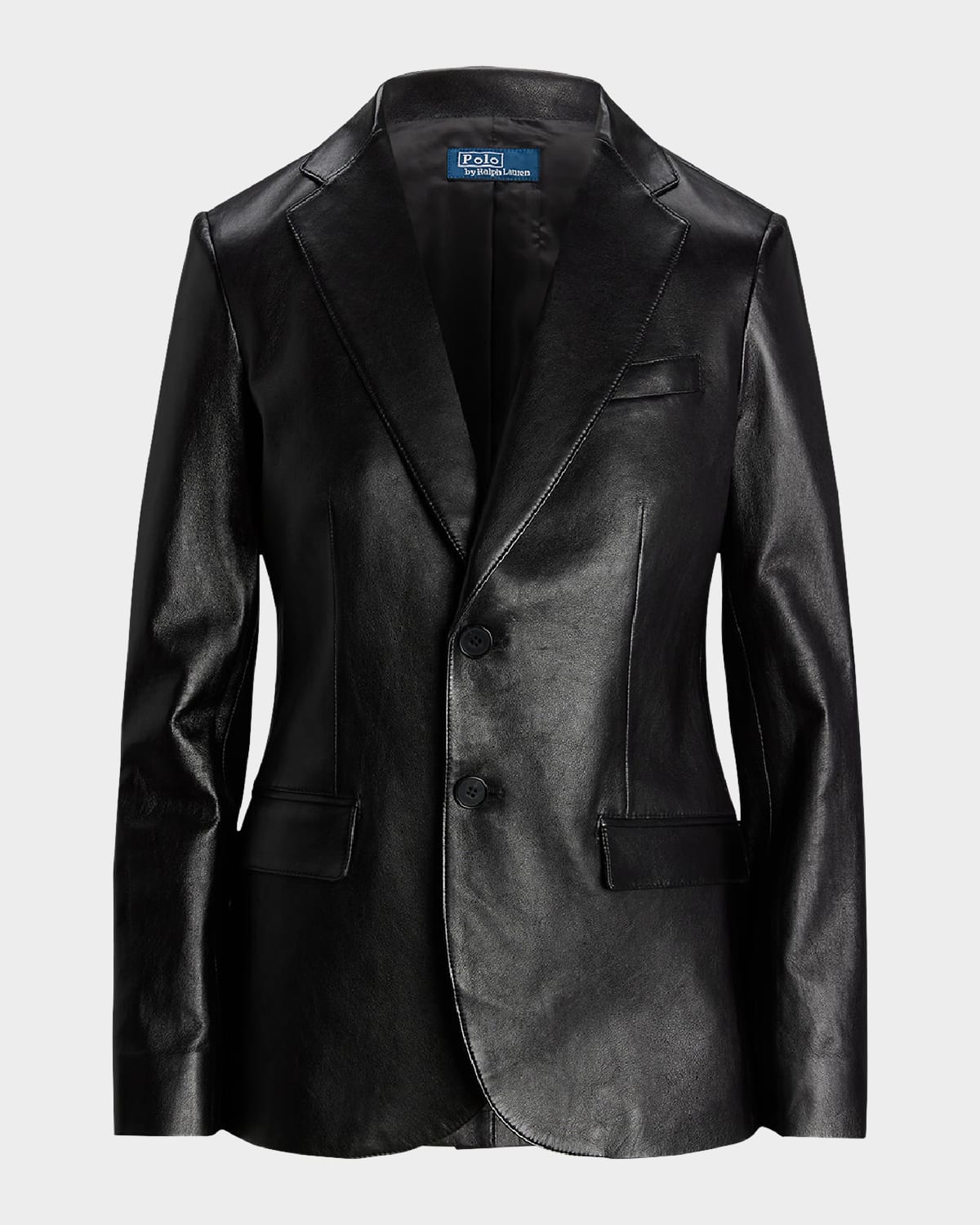 Polo Ralph Lauren Lambskin Leather Blazer In Black