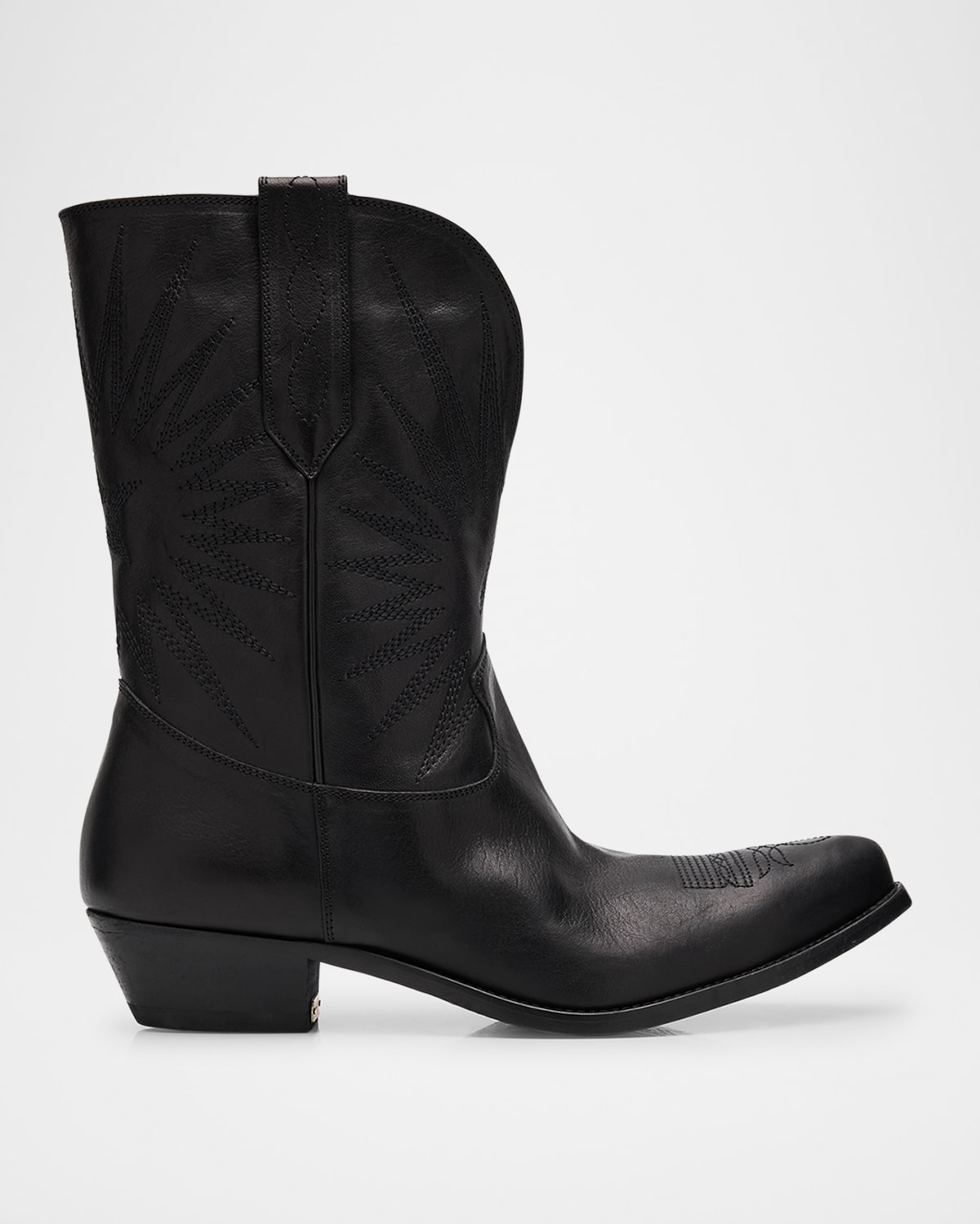 Golden Goose Wish Star Pointed Toe Western Boot In Black