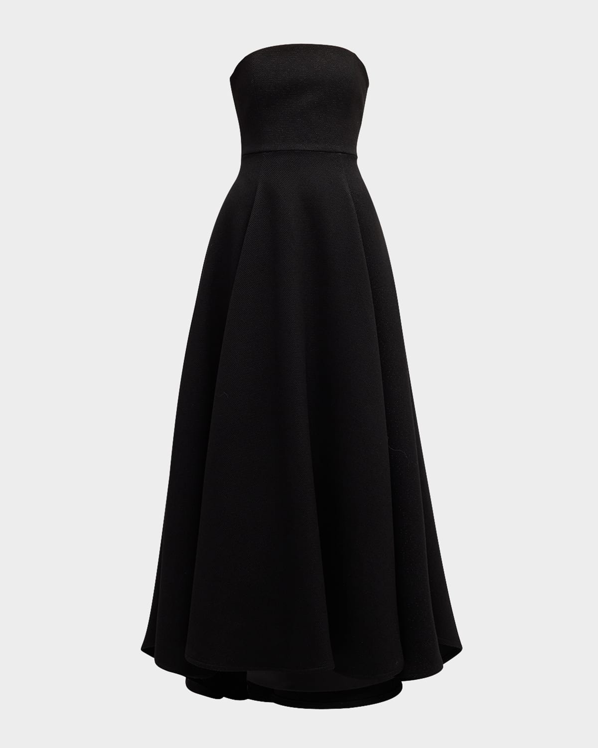Shop Emporio Armani Strapless Pleated High-low Gown In Black