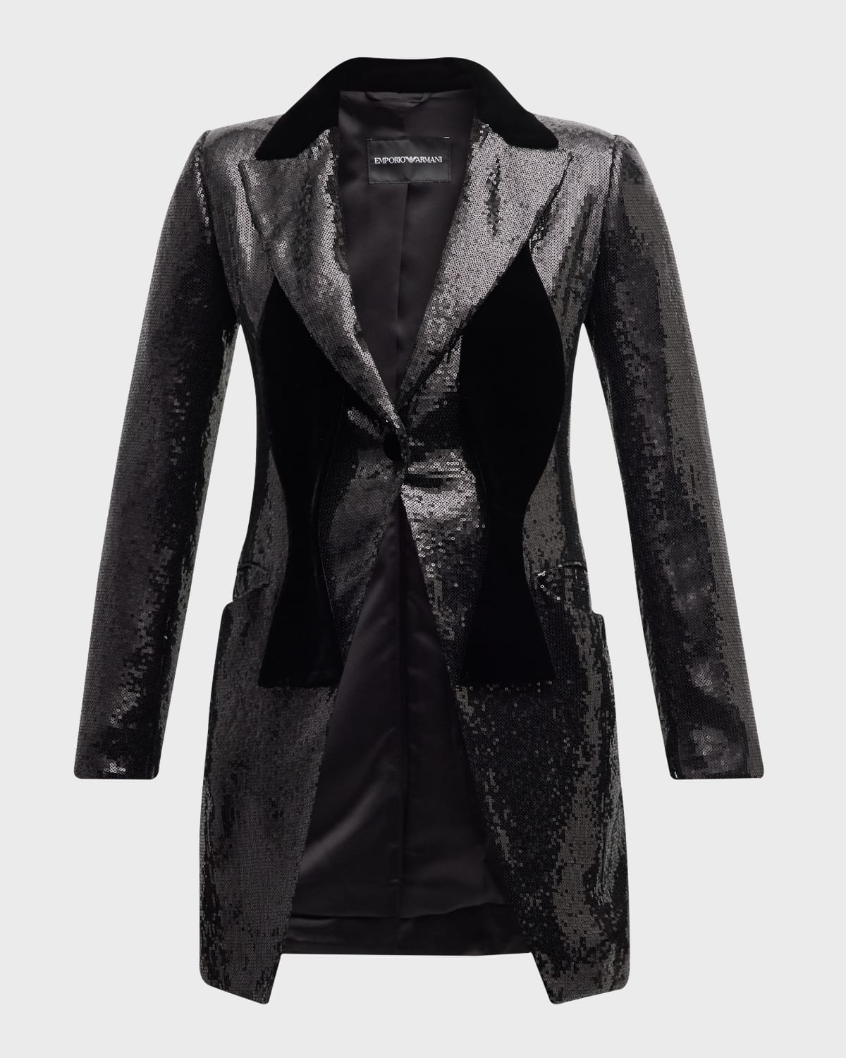 EMPORIO ARMANI VELVET-TRIM SEQUIN TUXEDO 