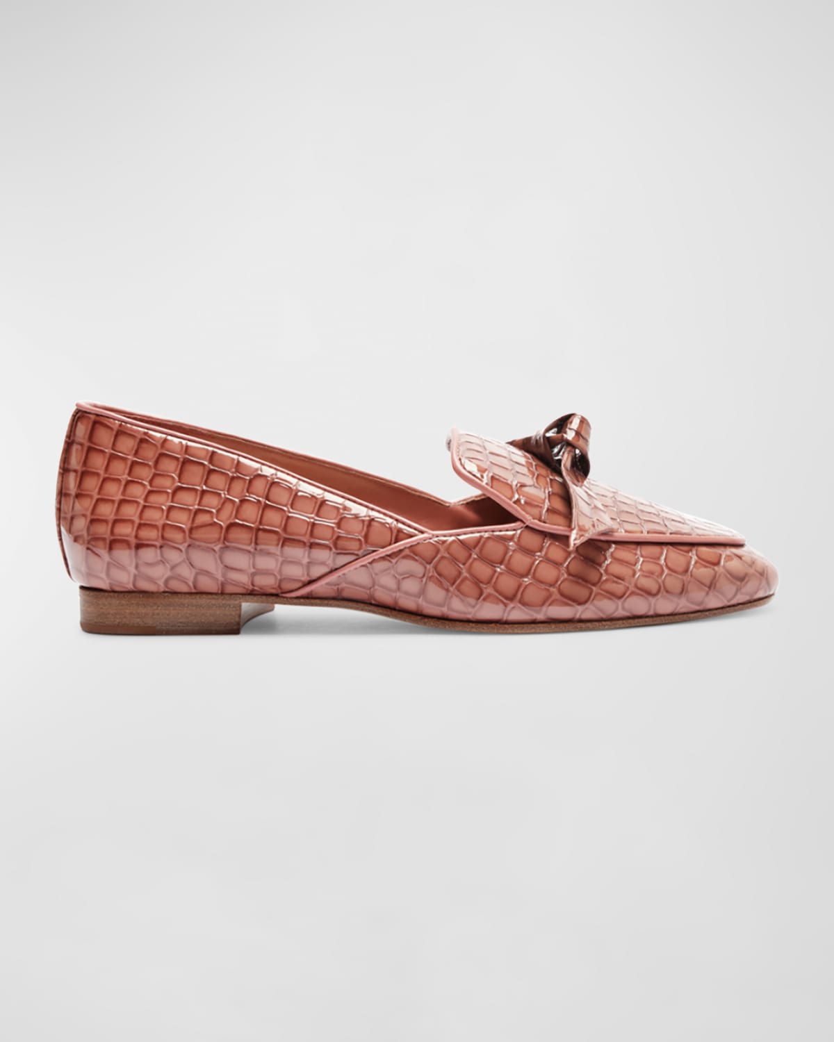 Alexandre Birman Clarita Croco Bow Slip-on Loafers In Brown