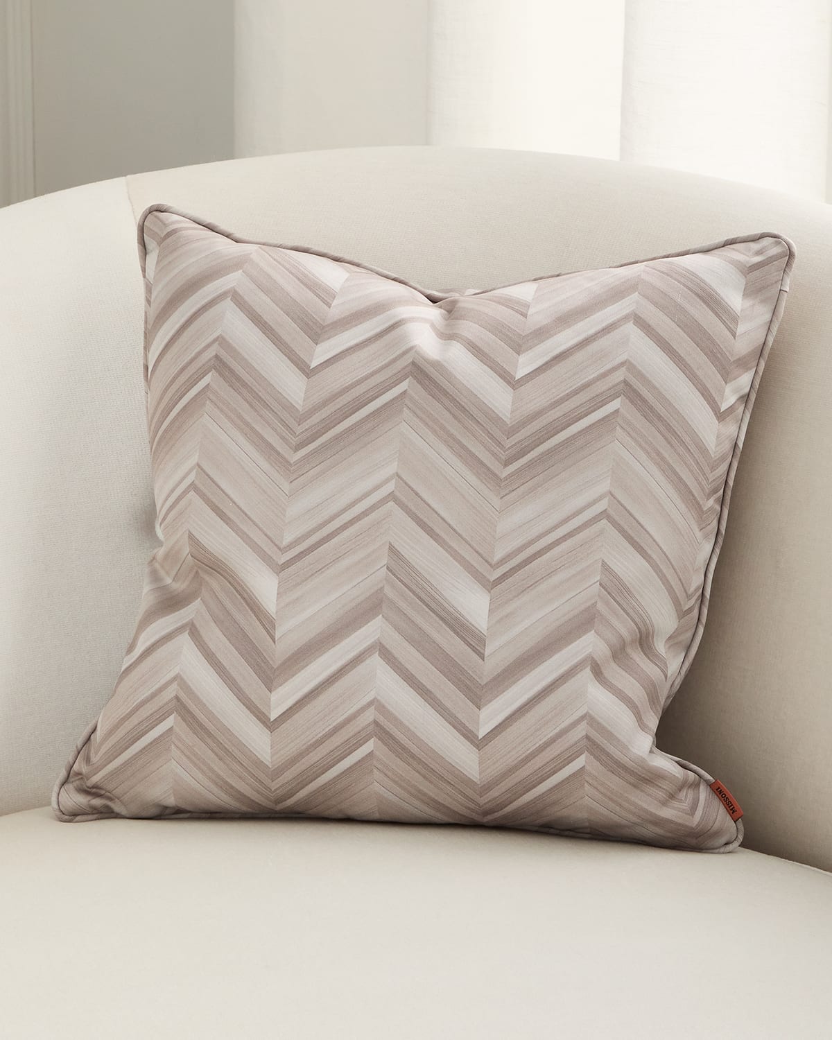 Missoni Layers Inlay Cushion, 16" Square In Taupe