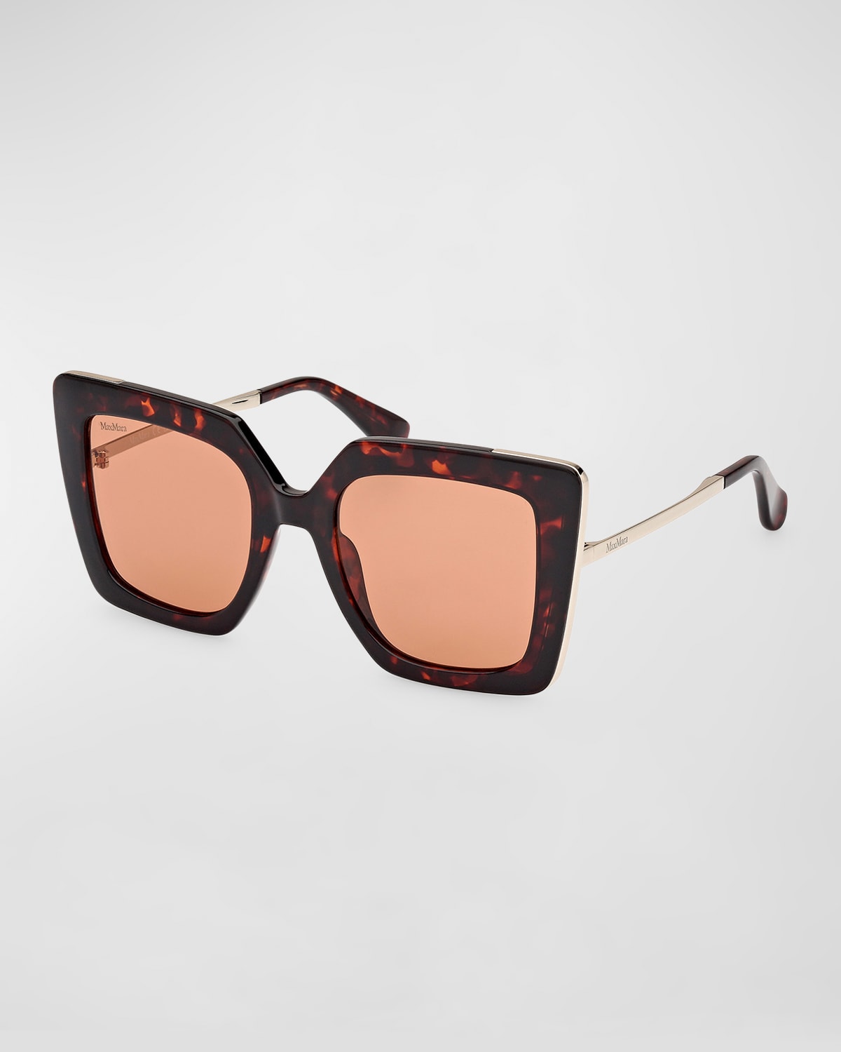 Shop Max Mara Design Metal & Acetate Cat-eye Sunglasses In Dark Havana Brown