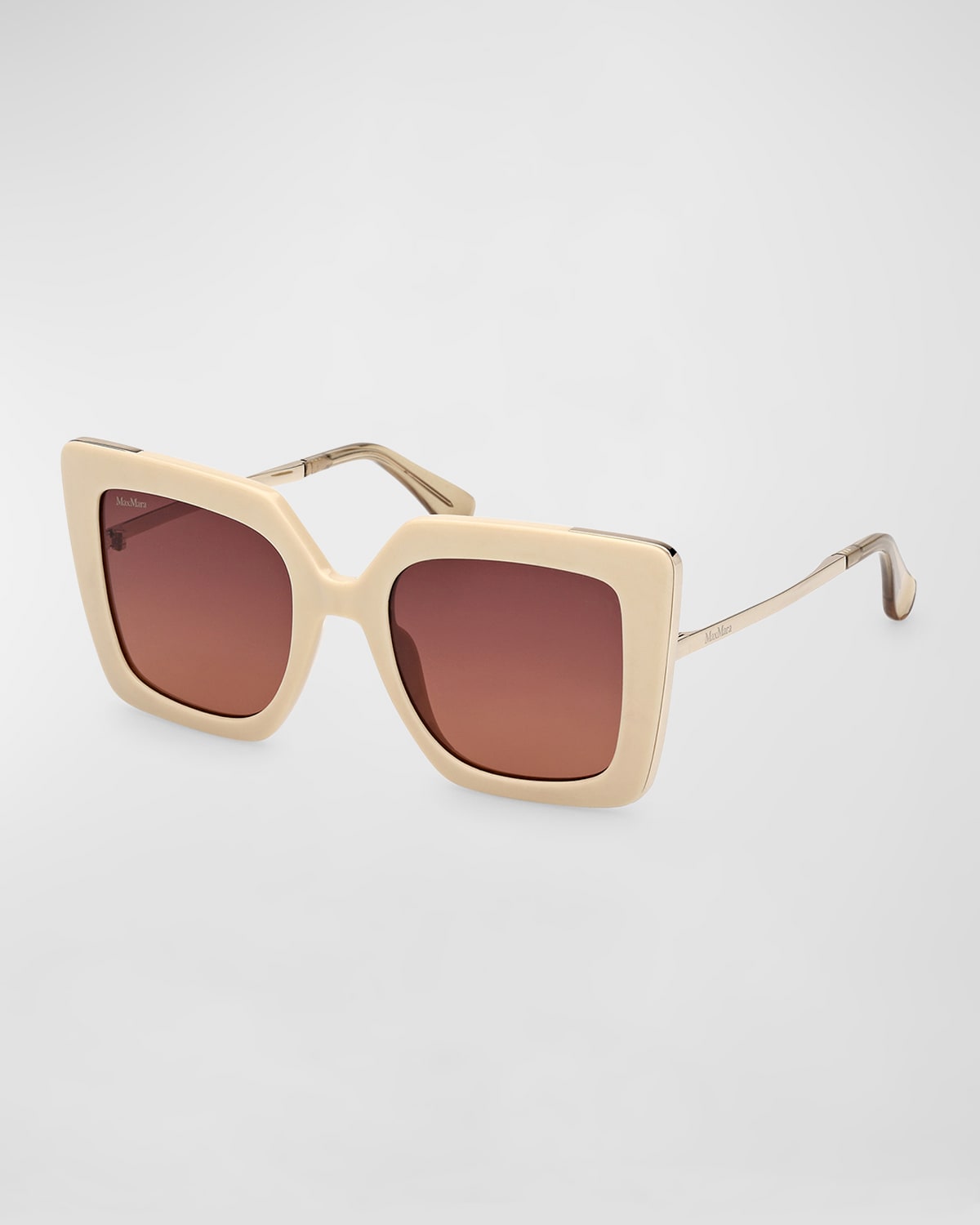 Shop Max Mara Design Metal & Acetate Cat-eye Sunglasses In Ivory Gradient Brown
