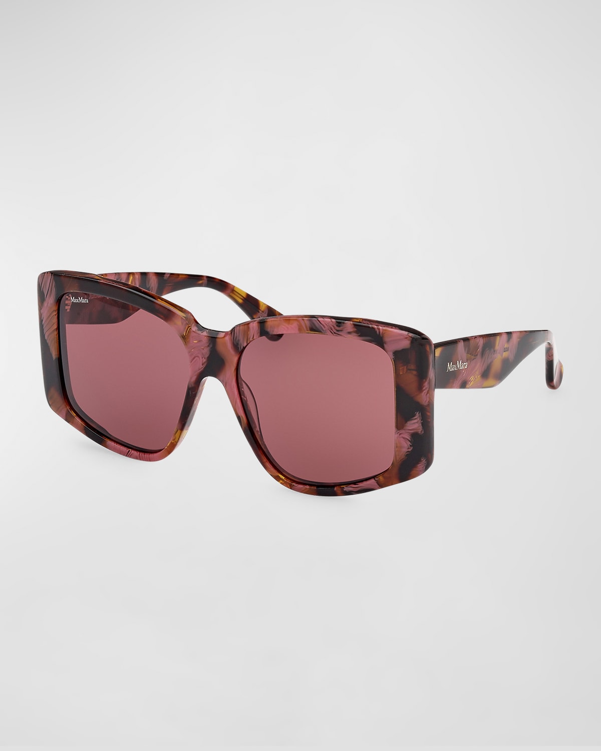 Shop Max Mara Glimpse Acetate Butterfly Sunglasses In Coloured Havana Bordeaux