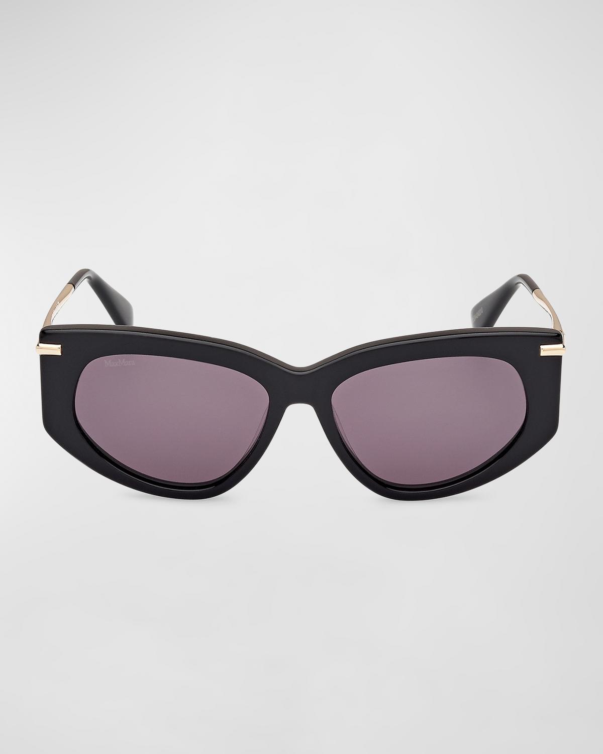 Max Mara Beth 54mm Polarized Geometric Sunglasses In Black