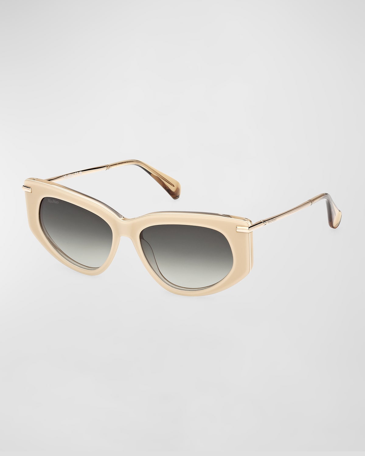 Shop Max Mara Beth Acetate & Metal Cat-eye Sunglasses In White Gradient Green