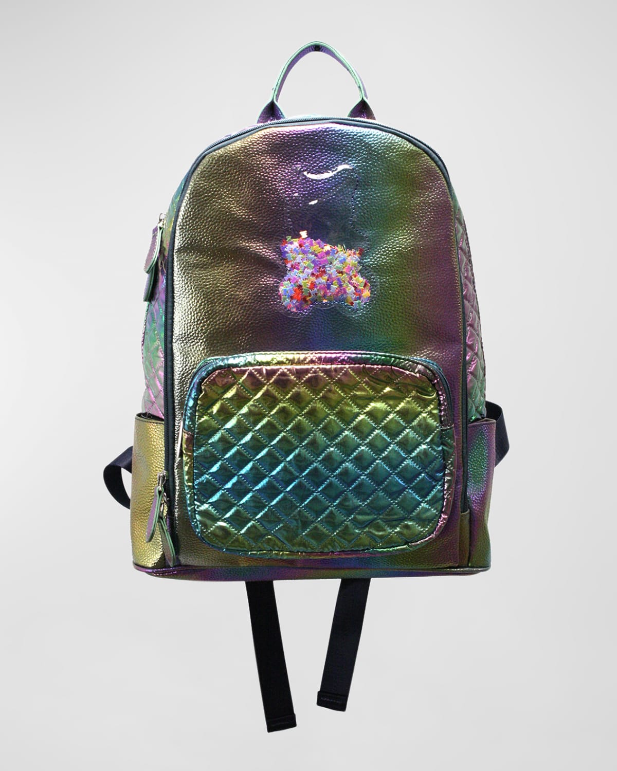 BARI LYNN GIRL'S BACKPACK W/ IRIDIZED CONFETTI GUMMY BEAR PATCH 