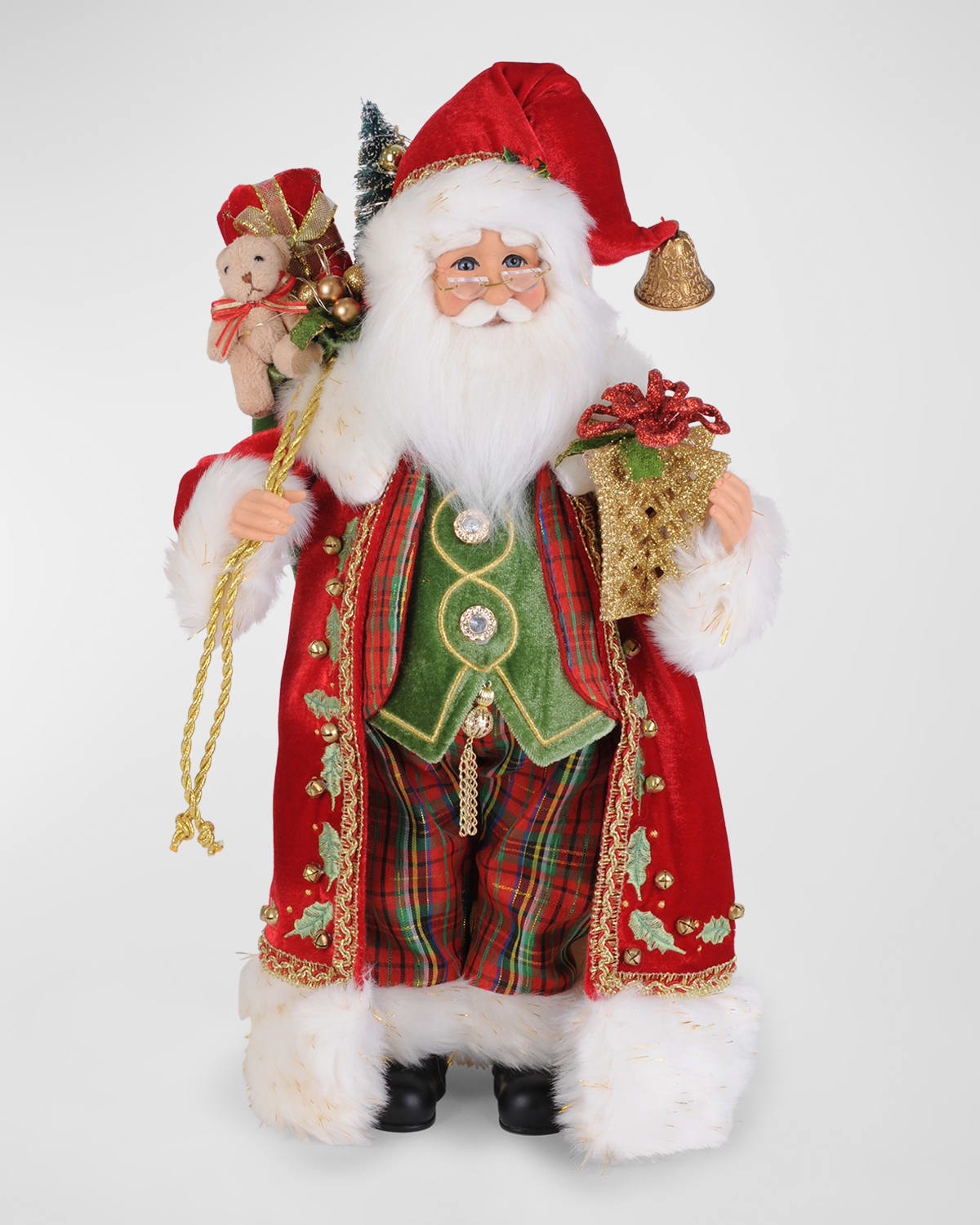 Karen Didion Originals Lighted Traditional Tartan Santa