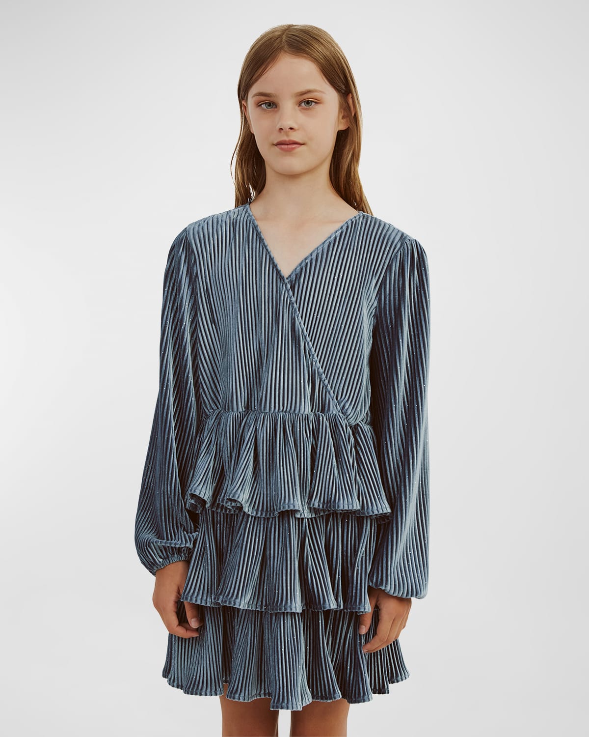 BARDOT JUNIOR GIRL'S RADIANCE VELOUR MINI WRAP DRESS 