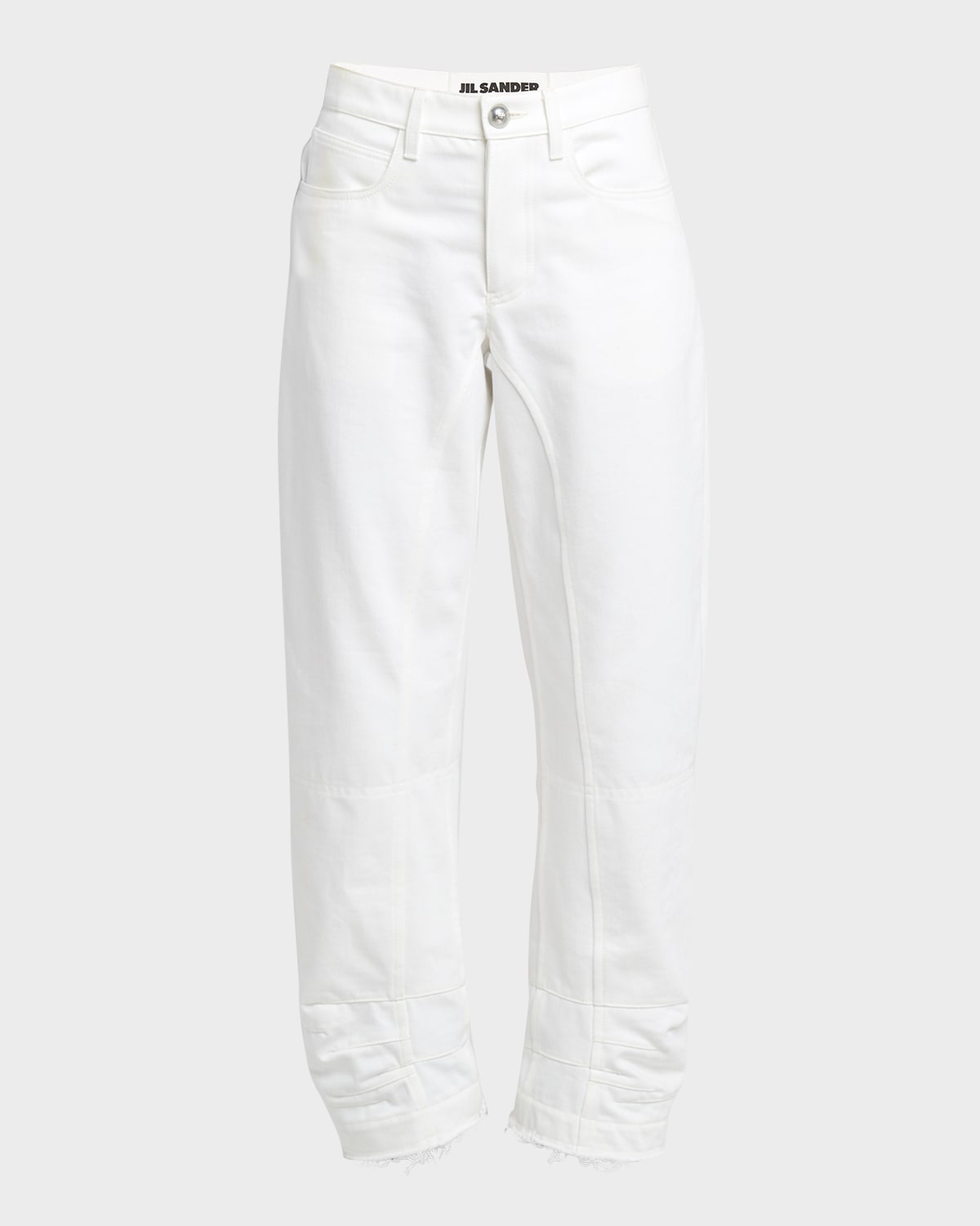 JIL SANDER MID-RISE STRAIGHT-LEG RAW-HEM DENIM TROUSERS 
