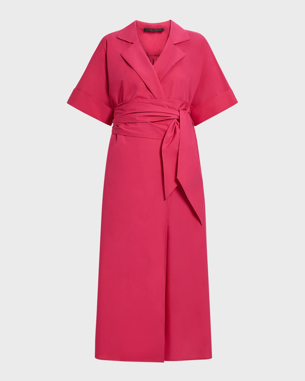 Shop Marina Rinaldi Plus Size Ginosa Belted Cotton Maxi Shirtdress In Fuchsia