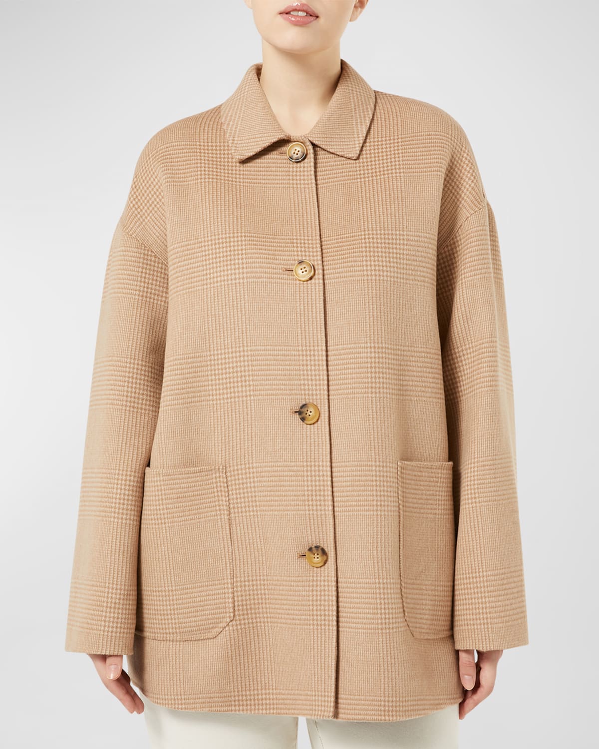 Plus Size Nadia Check-Print Wool-Blend Coat