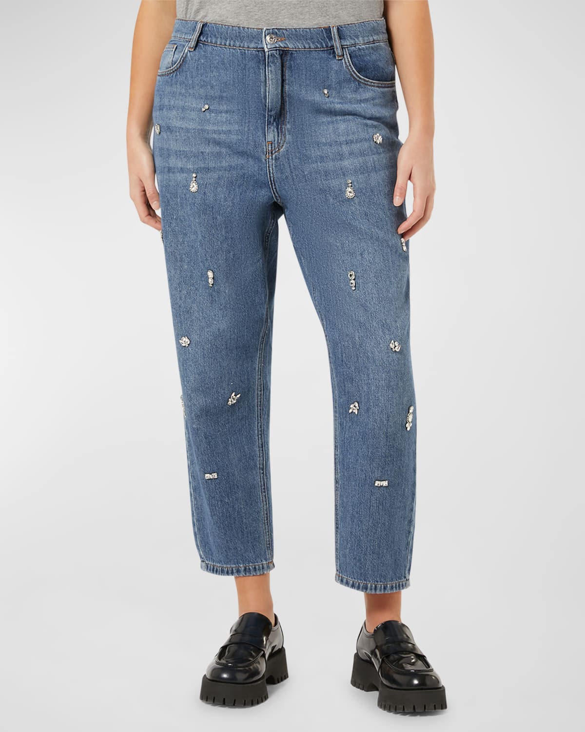 Plus Size Uvina Crop Rhinestone Denim Jeans