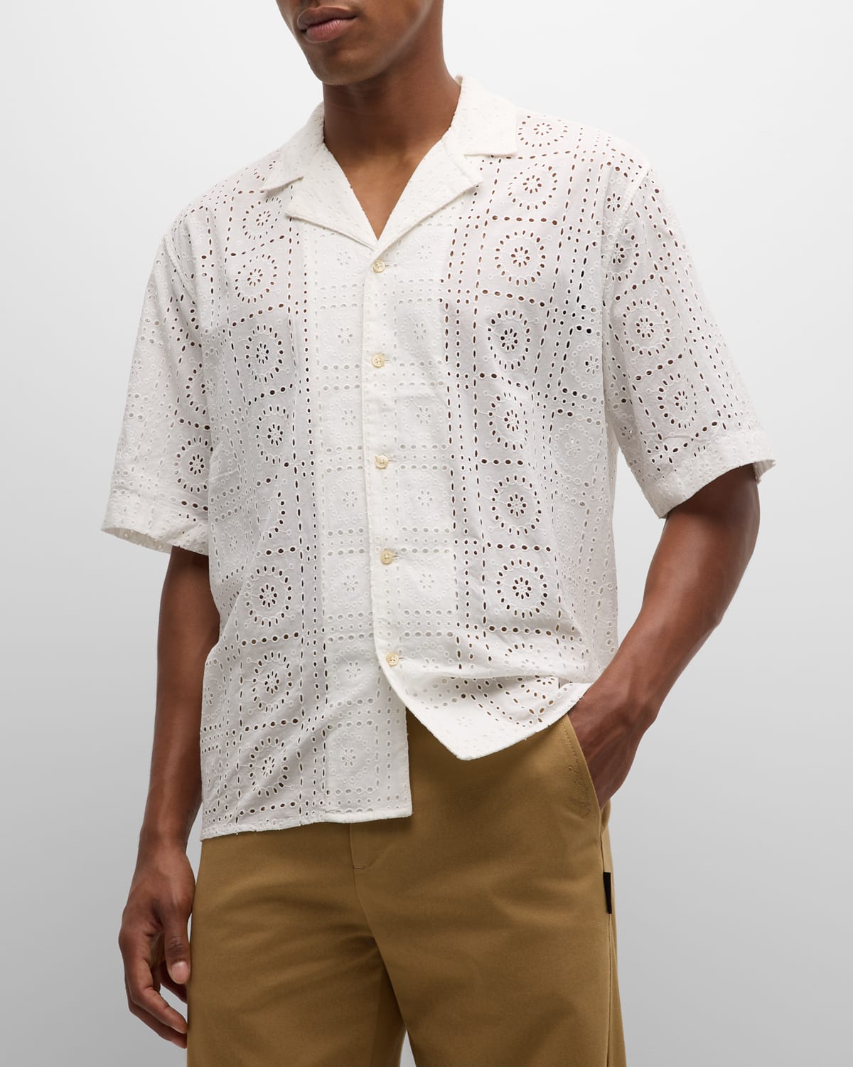 Men's Broiderie Anglaise Camp Shirt