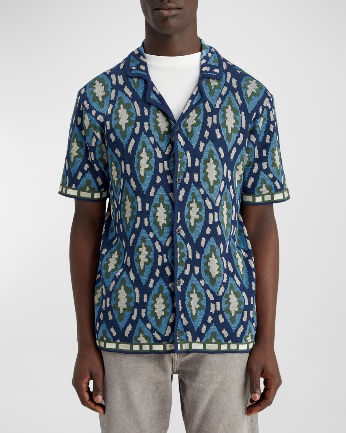 Men's Jacquard Knit Camp Shirt