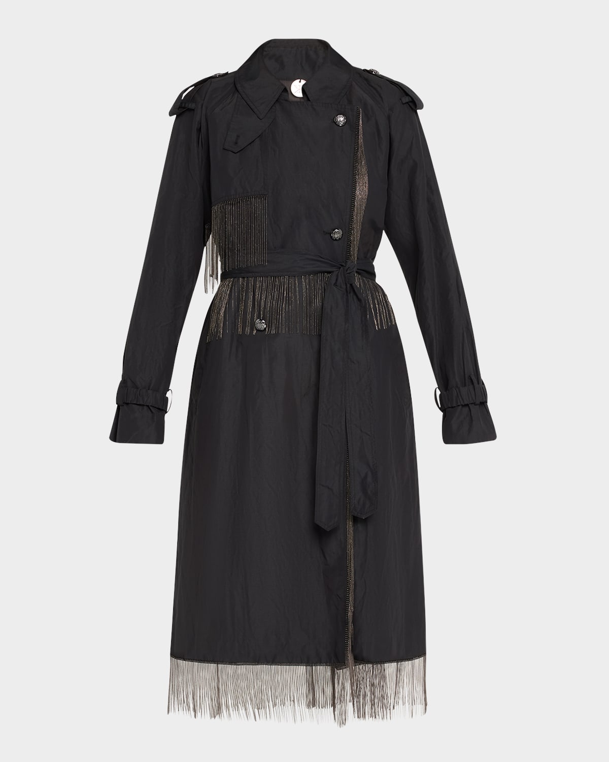Kobi Halperin Orly Chain Fringe Trench Coat In Black