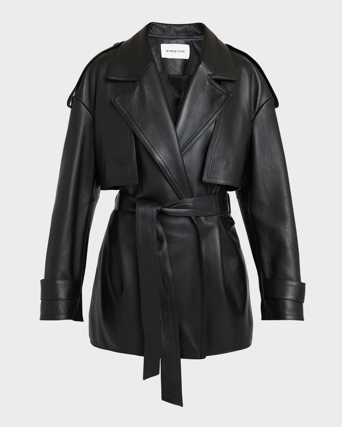 Emma Leather Wrap Trench Jacket