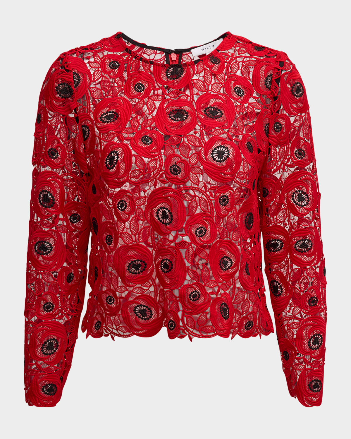 Milly Nori Embroidered Floral Lace Top