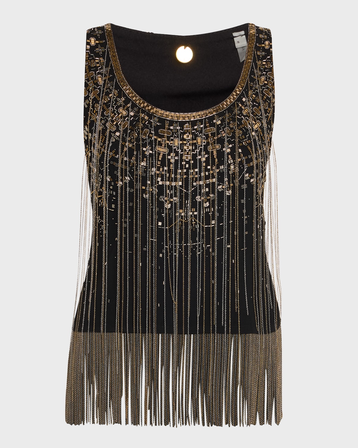 Kobi Halperin Lilit Chain Fringe Sleeveless Blouse In Black