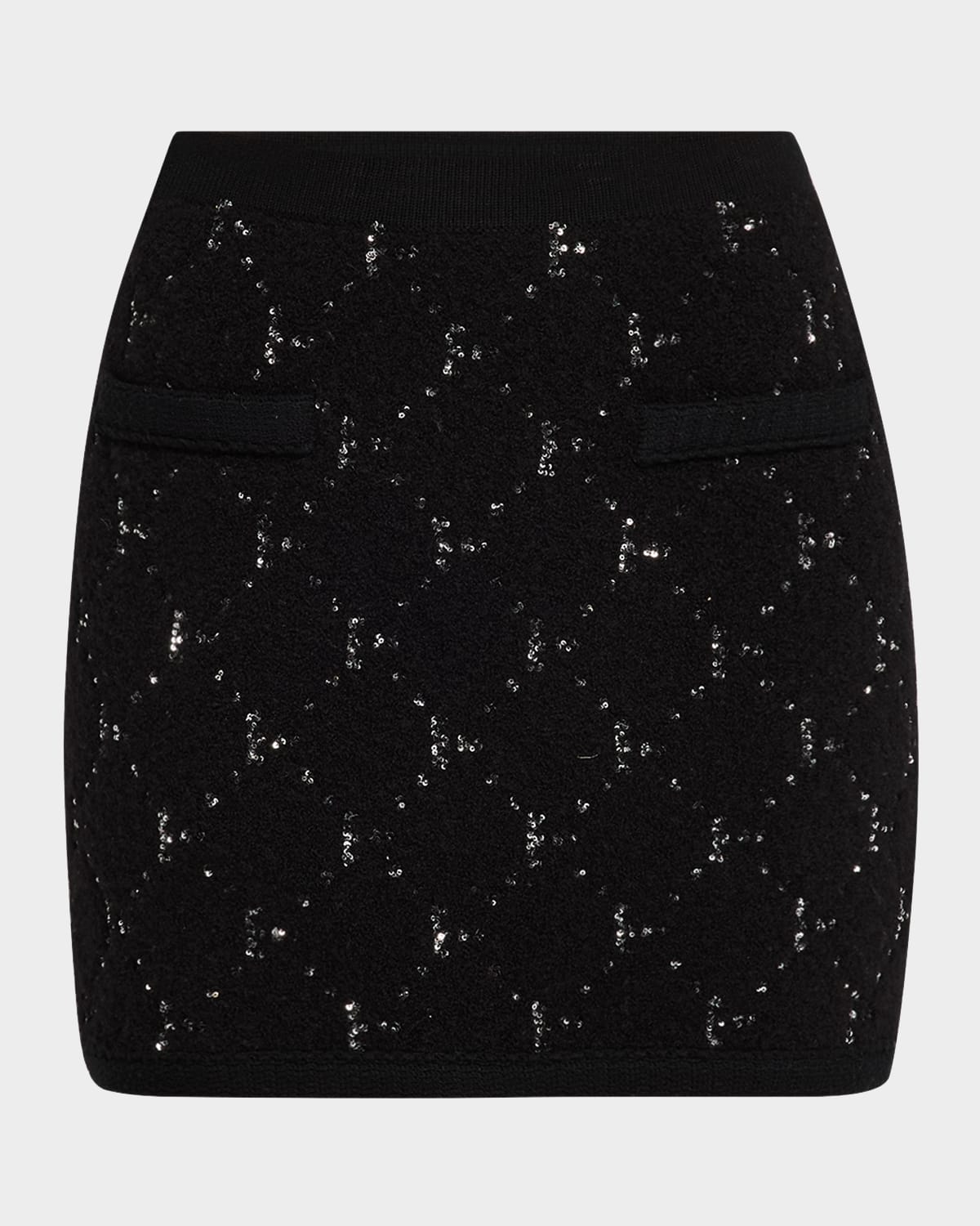 Kobi Halperin Salem Sequin-embellished Fuzzy Knit Mini Skirt In Black