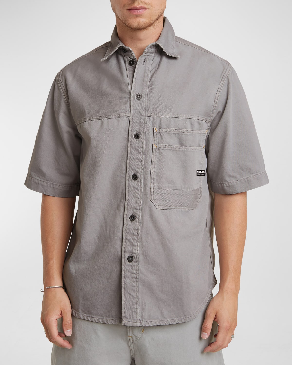 Shop G-star Raw Men's Double-pocket Relaxed Shirt In Renaissance Correct Grey Gd