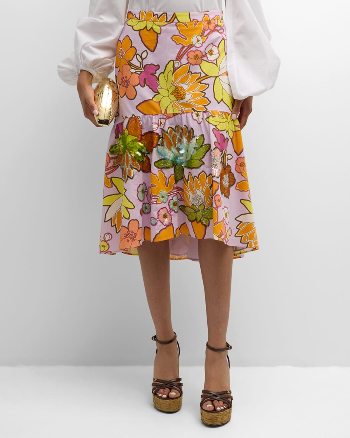 Ungaro Kehlani Sequin Floral-print Midi Dress In Multi