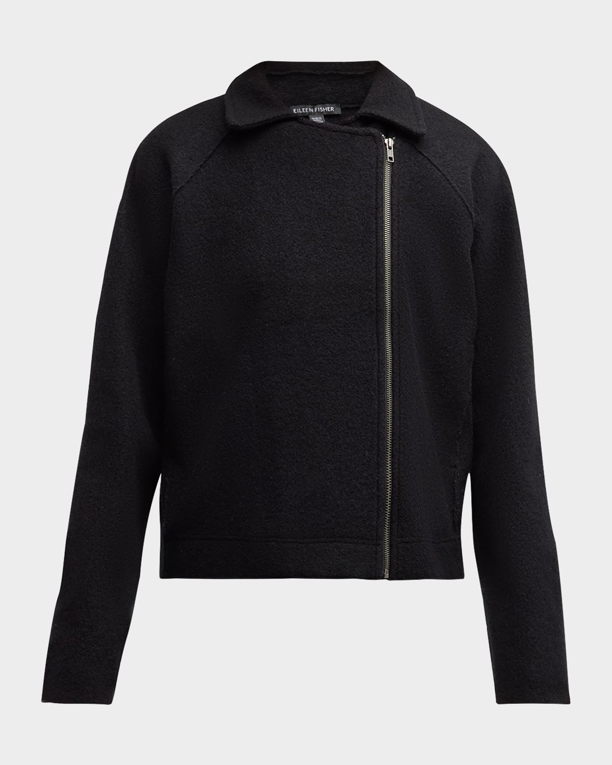 Zip-Front Boiled Wool Jacket
