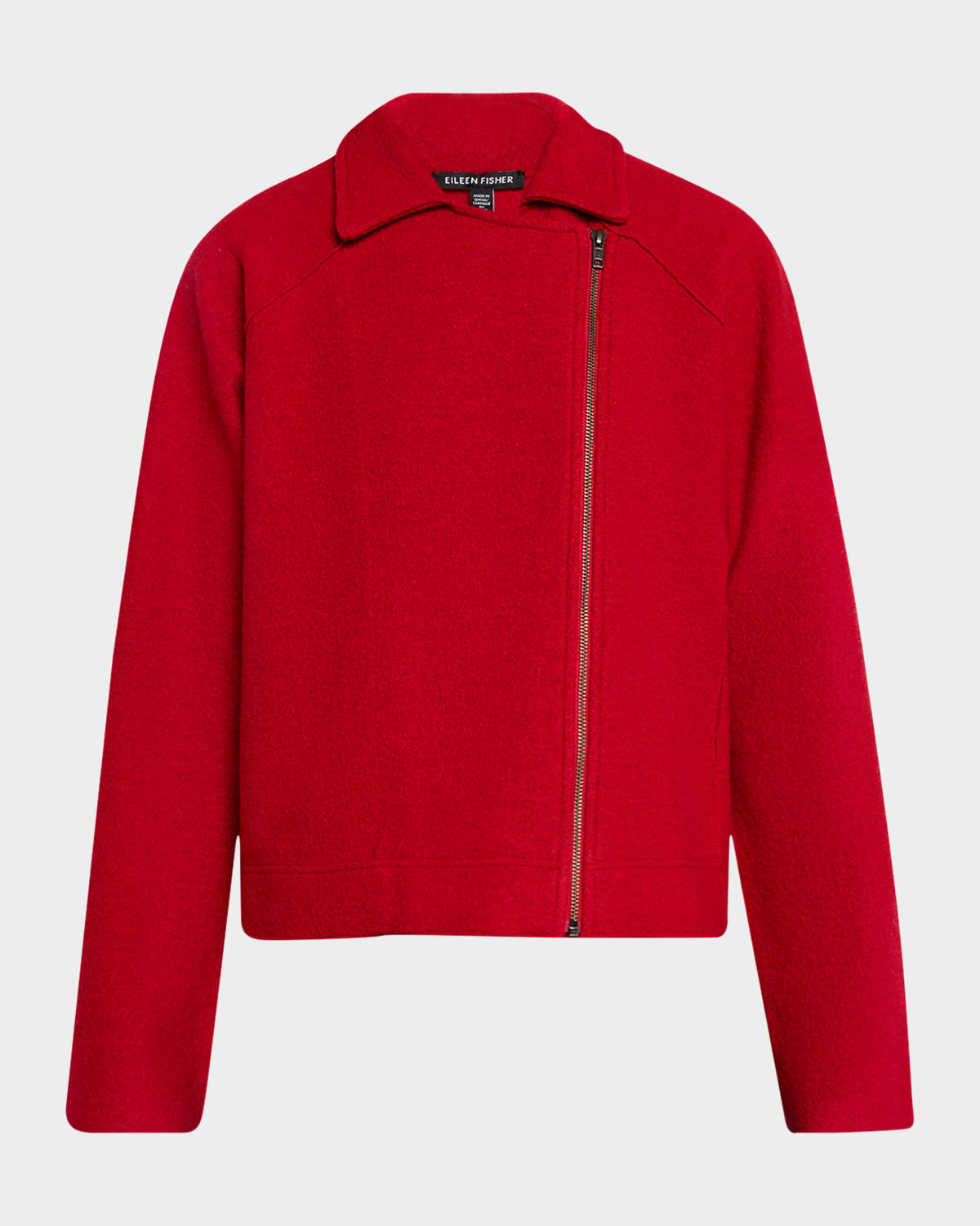 Zip-Front Boiled Wool Jacket