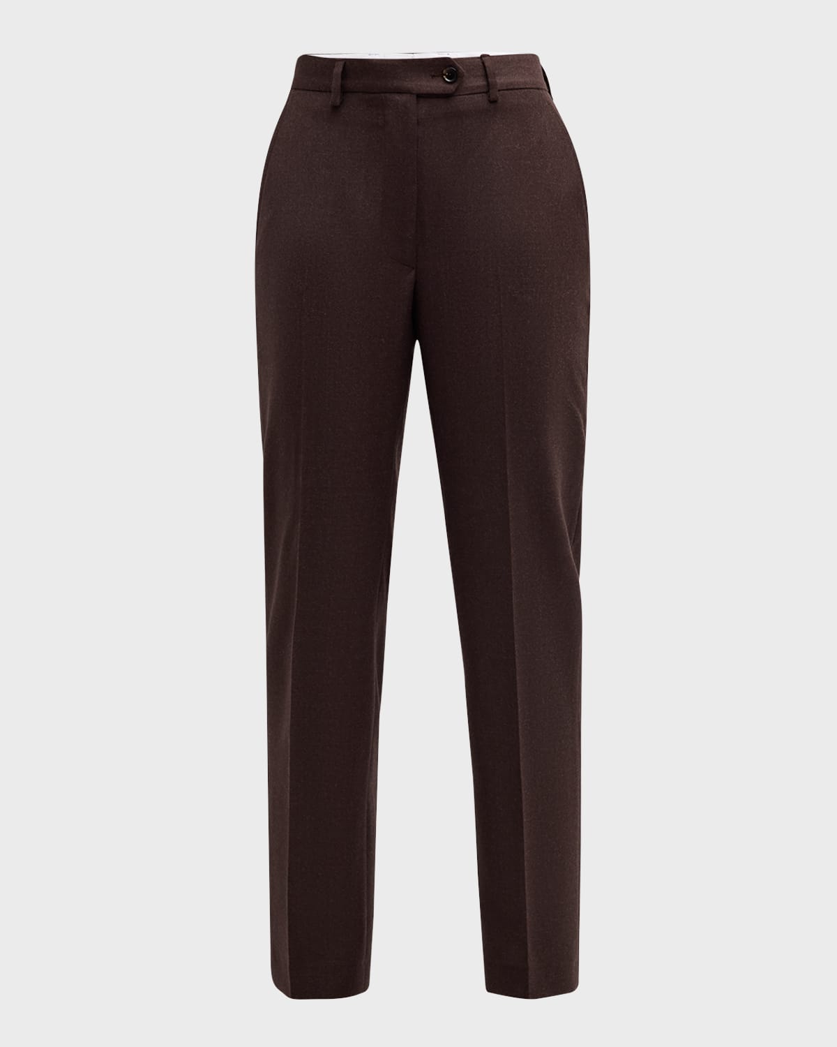 Kiton Mid-rise Straight-leg Crop Wool Pants In Brwn