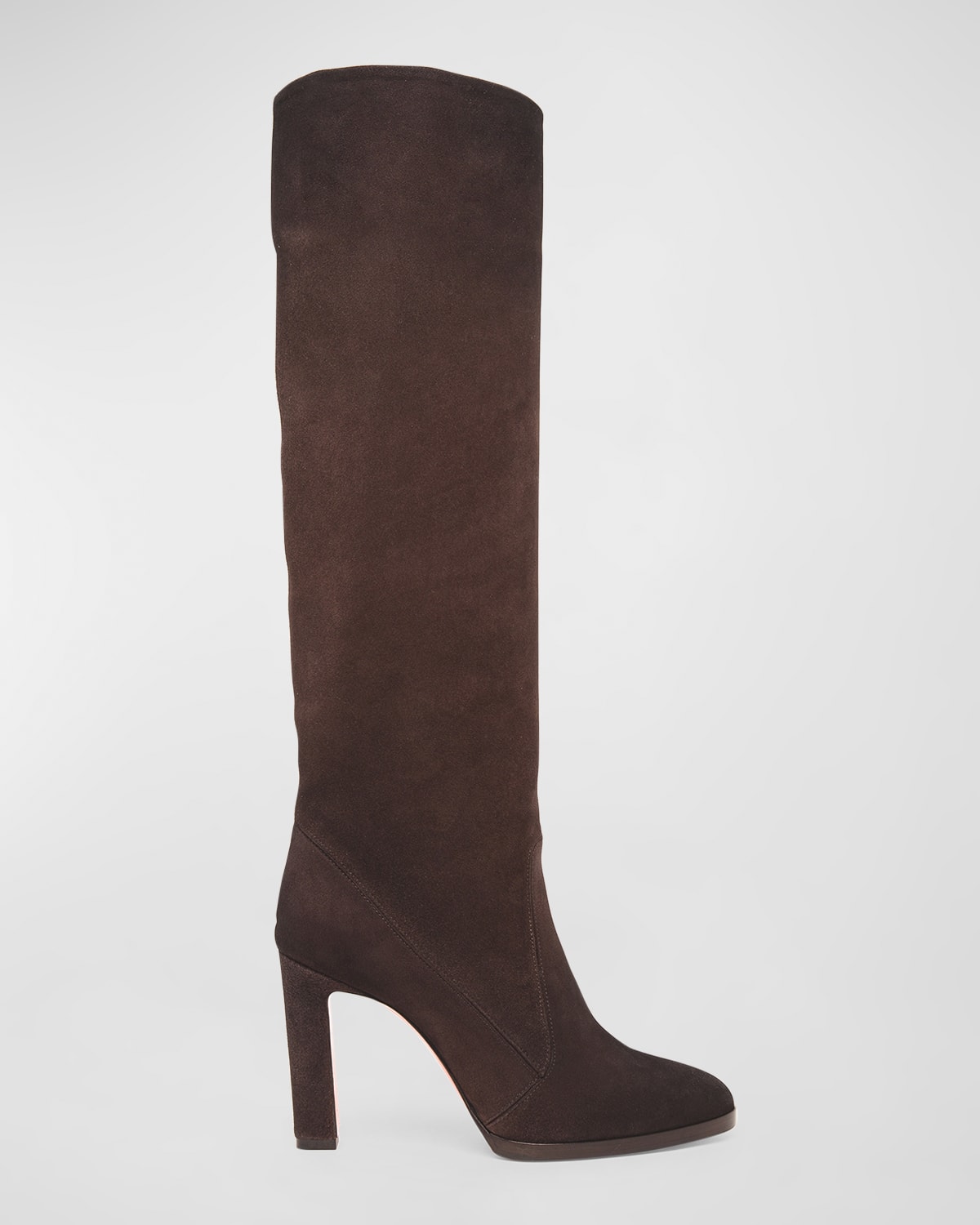 Shop Santoni Andy Suede Stiletto Knee Boots In Brown