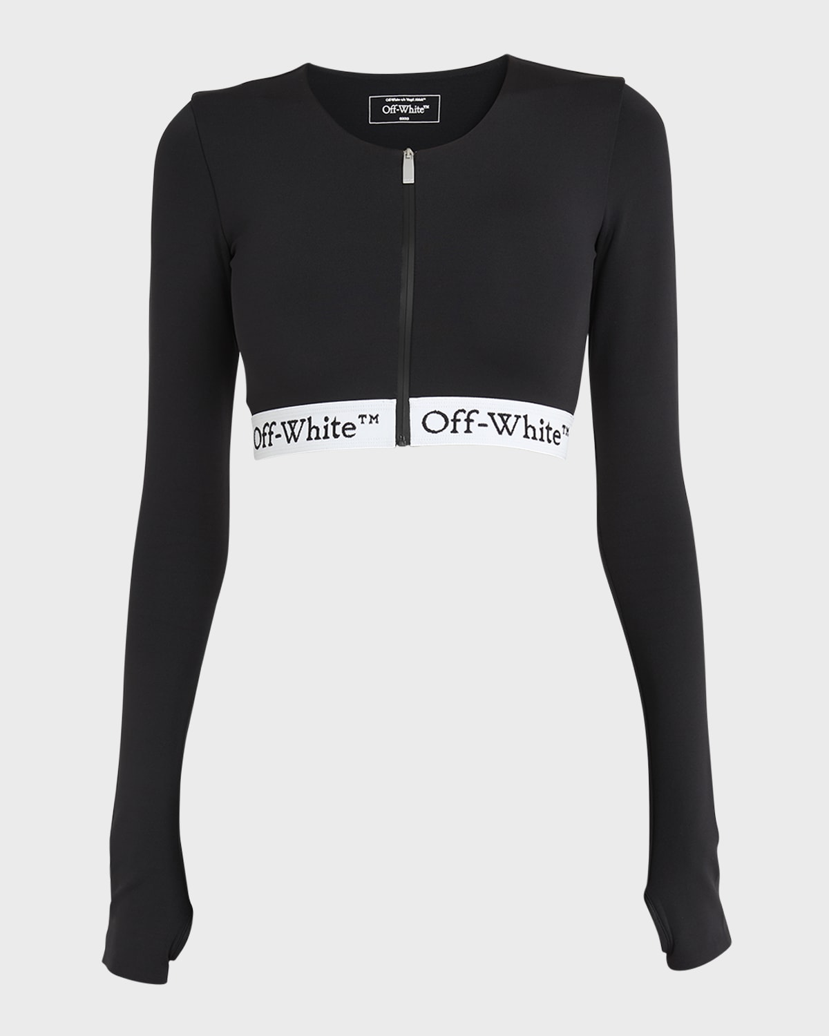 Off-white Zipped Crop Top With Logo Band In Black Black